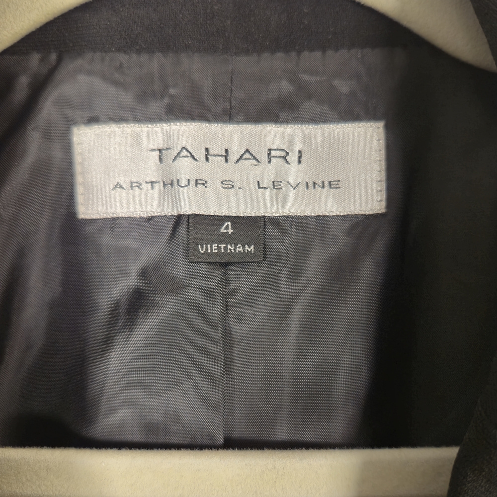 TAHARI Arthur S. Levin Black White Piping Tailored Career Office Blazer 4 - Picture 7 of 7